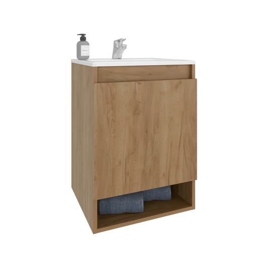 Bathroom Vanity - 24.8" Natural Oak Storage Cabinet
