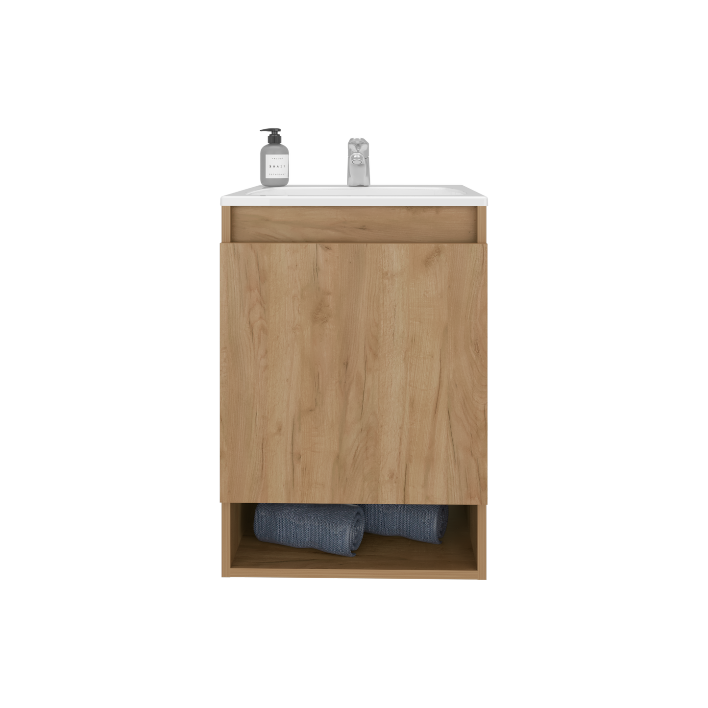 Bathroom Vanity - 24.8" Natural Oak Storage Cabinet