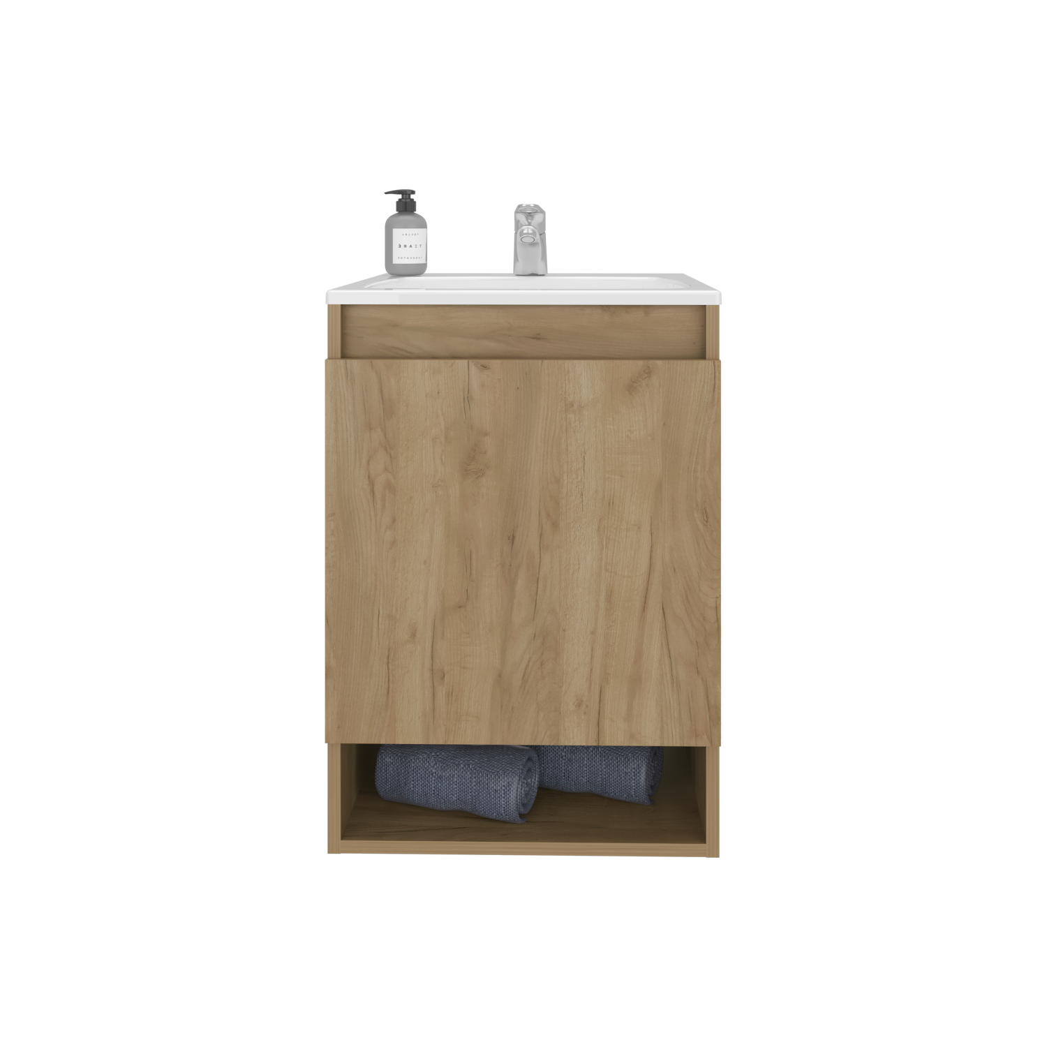 Bathroom Vanity - 24.8" Natural Oak Storage Cabinet