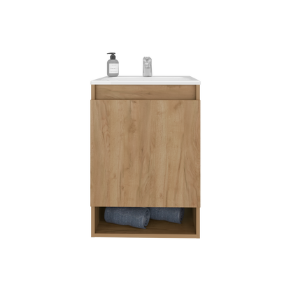 Bathroom Vanity - 24.8" Natural Oak Storage Cabinet