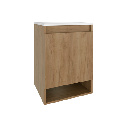 Bathroom Vanity - 24.8" Natural Oak Storage Cabinet