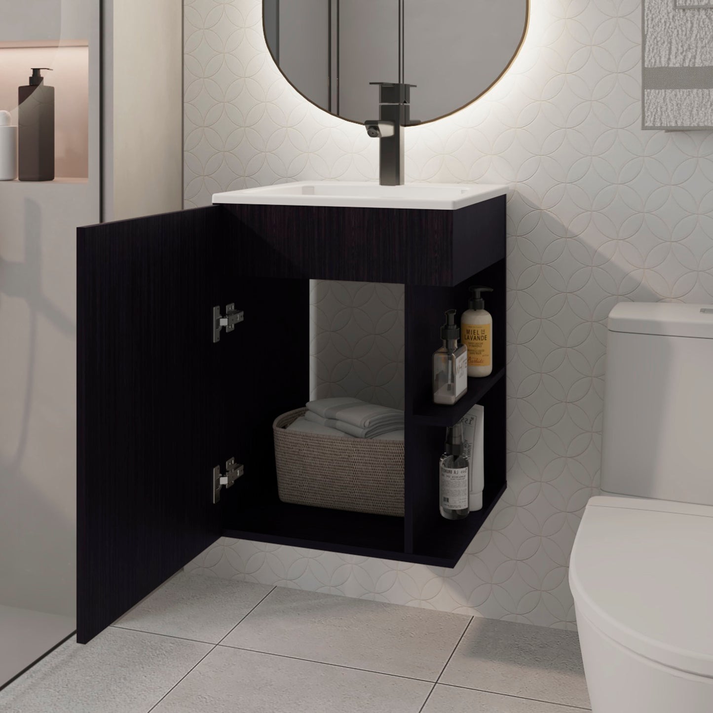 Black Bathroom Vanity - 23.7" H, Storage & Modern Style
