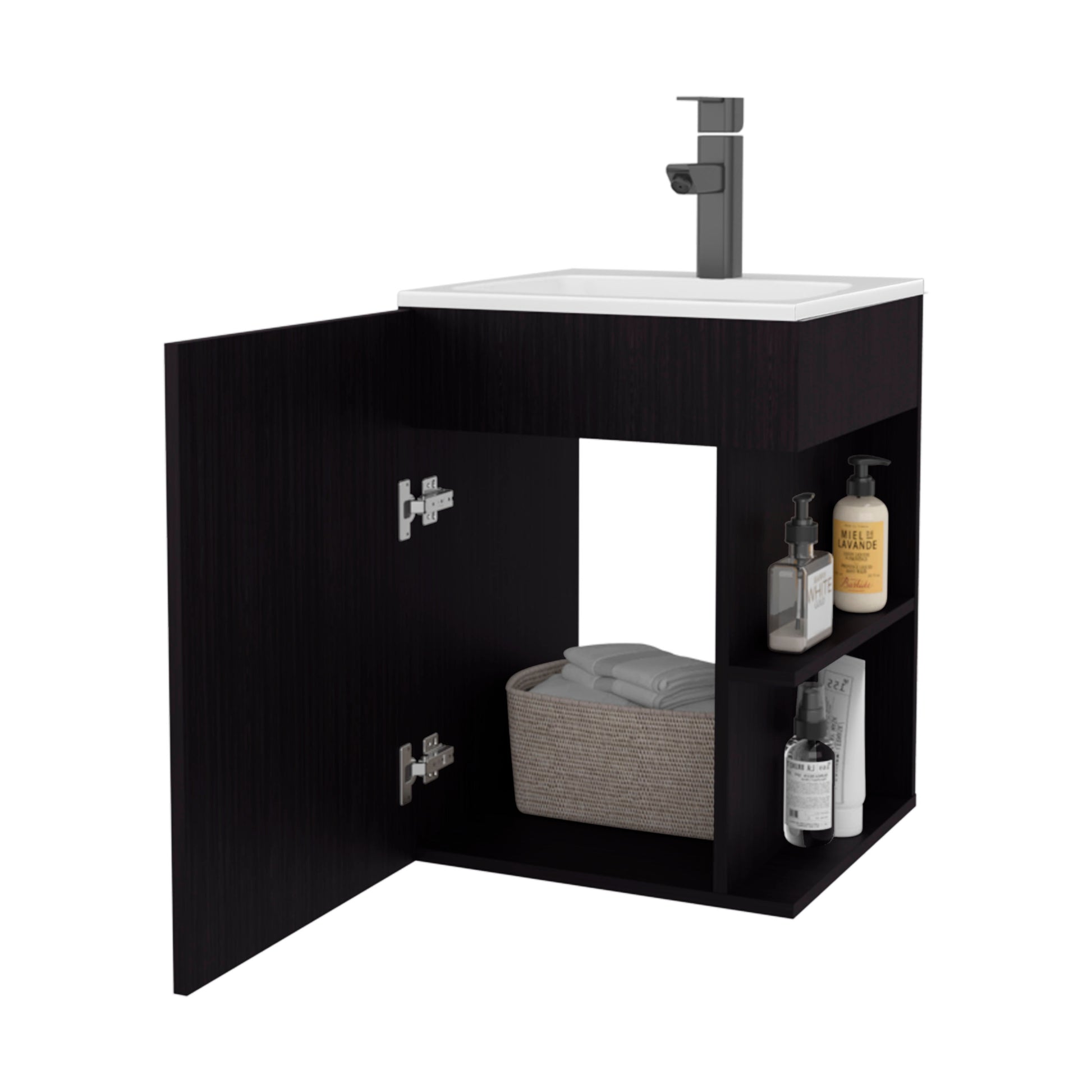Black Bathroom Vanity - 23.7" H, Storage & Modern Style