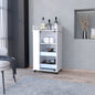 Lusk Bar Cart with 2-Bottle Holder Shelf, Glass Door and Casters