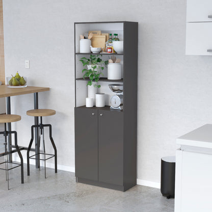 Sutton 2-Door Bookcase, Storage with Multi-Level Shelves and Double Door Design