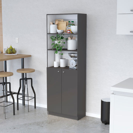 Sutton 2-Door Bookcase, Storage with Multi-Level Shelves and Double Door Design