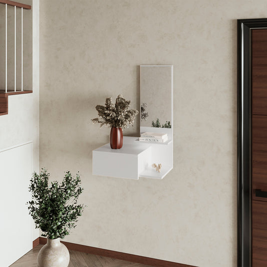 Elgin Floating Vanity with Included Mirror, White