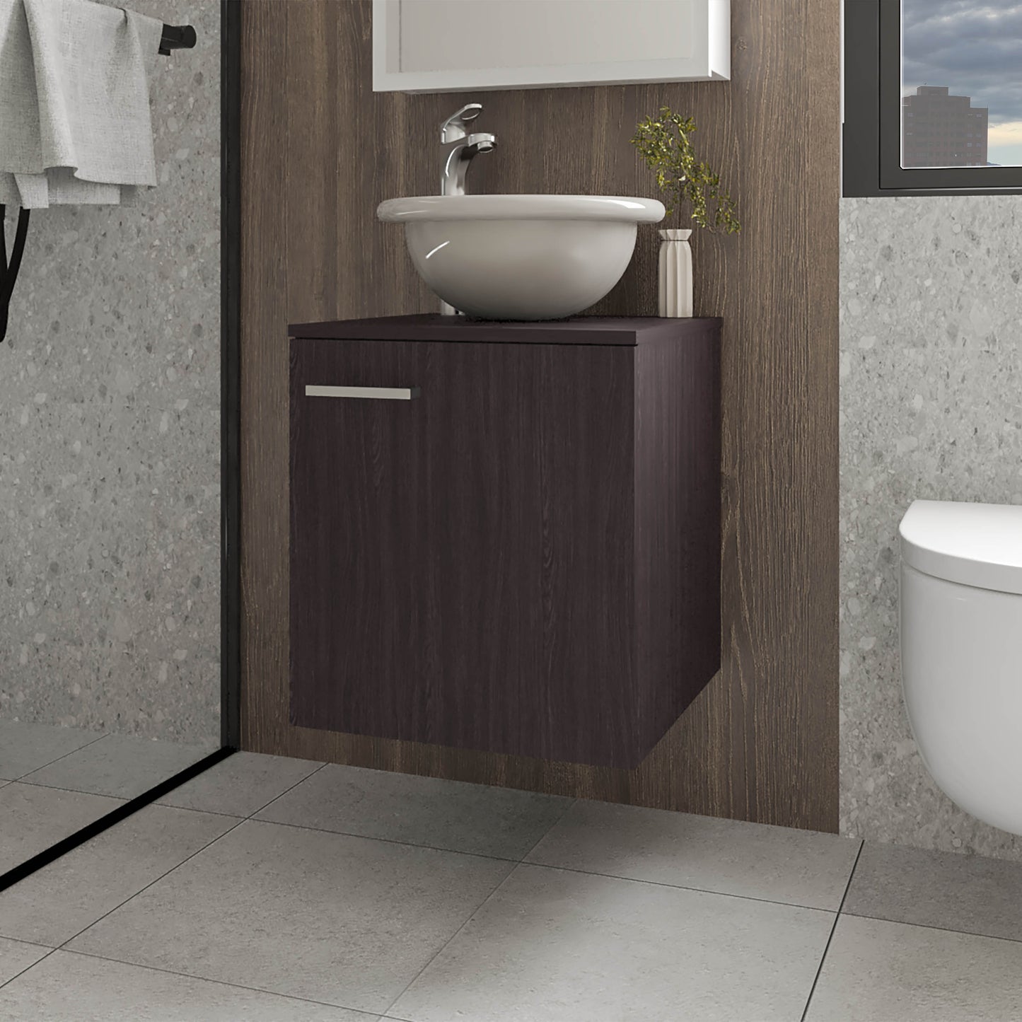FM FURNITURE Pirtleville  Bathroom Vanity with Integrated Sink, Wenge