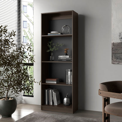 FM FURNITURE Bear Flat Bookcase with Open Storage and 4 Shelves ,Stained Walnut