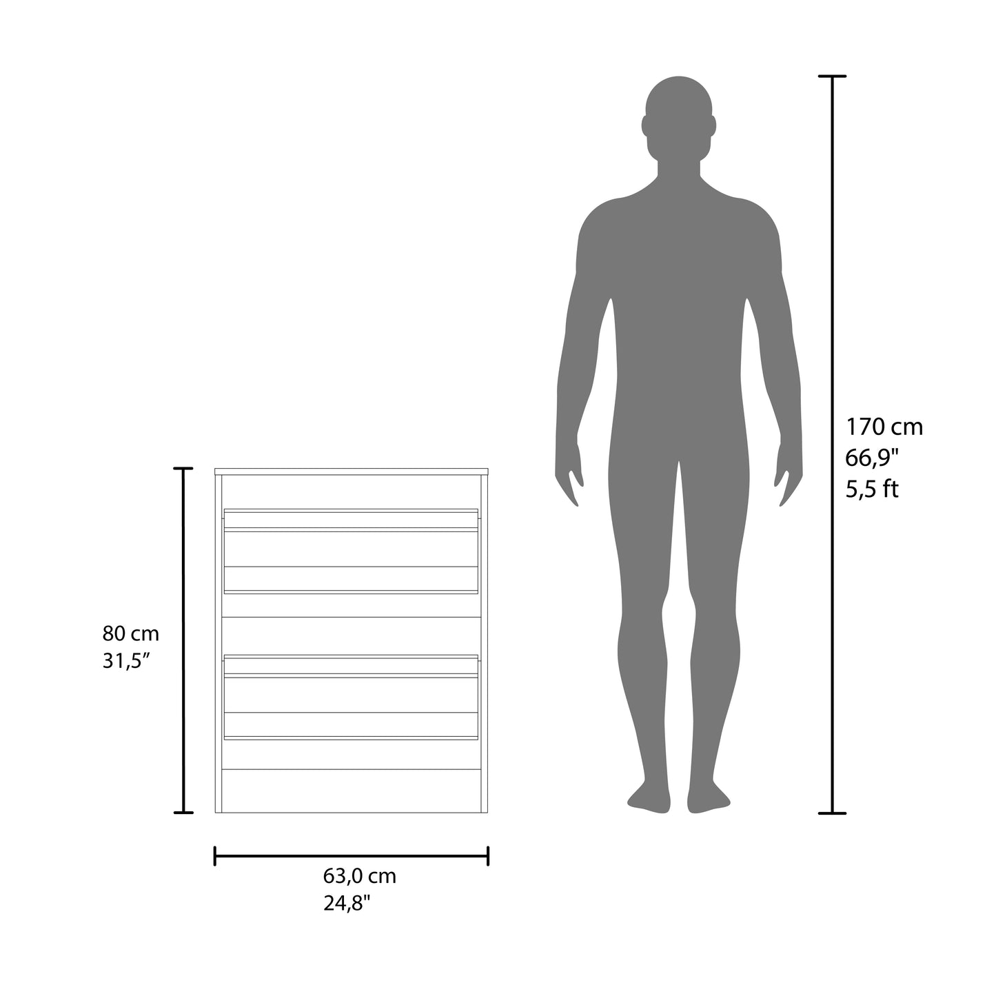 Slim White Shoe Cabinet - 2 Tilt-Out Doors