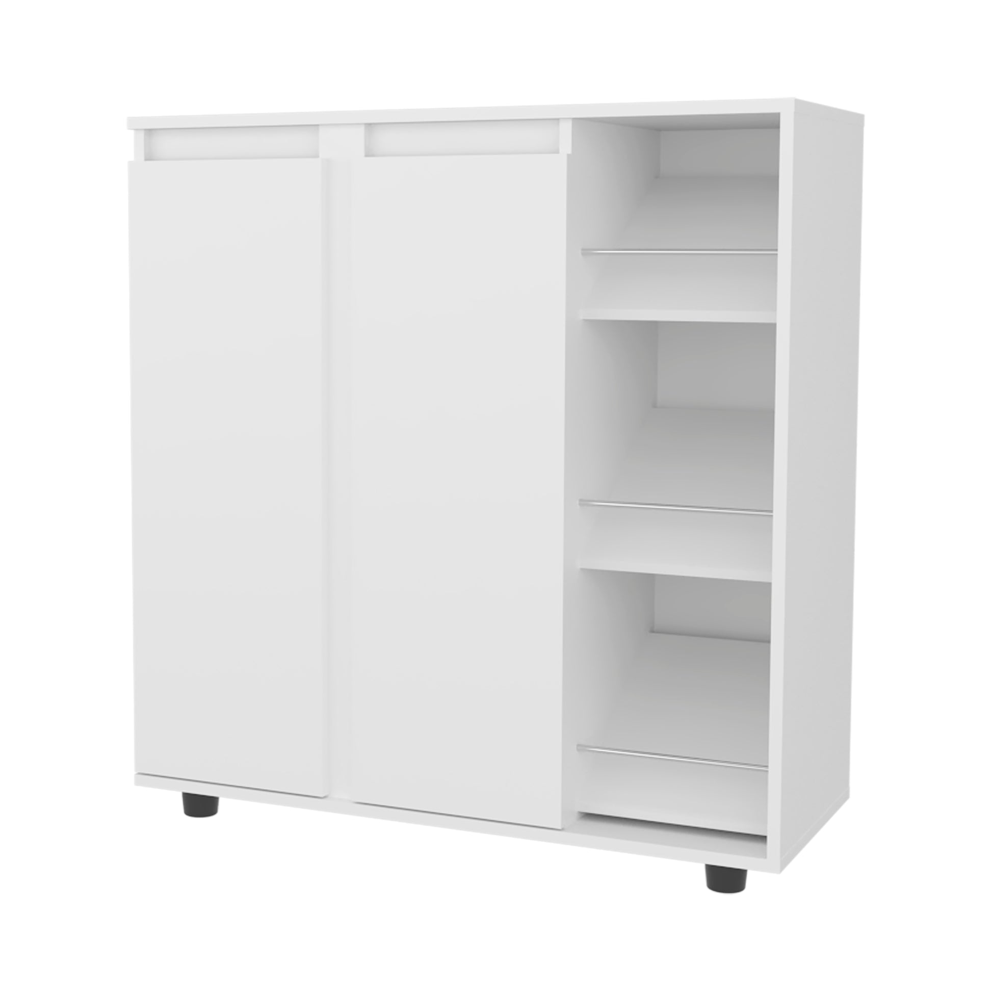 White Shoe Storage Cabinet 36" Tall - Bedroom Bookshelf
