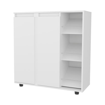 White Shoe Storage Cabinet 36" Tall - Bedroom Bookshelf