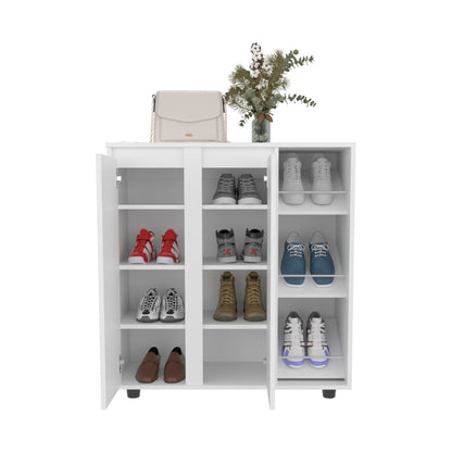 White Shoe Storage Cabinet 36" Tall - Bedroom Bookshelf