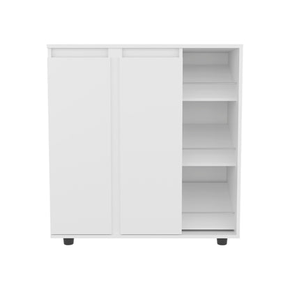 White Shoe Storage Cabinet 36" Tall - Bedroom Bookshelf
