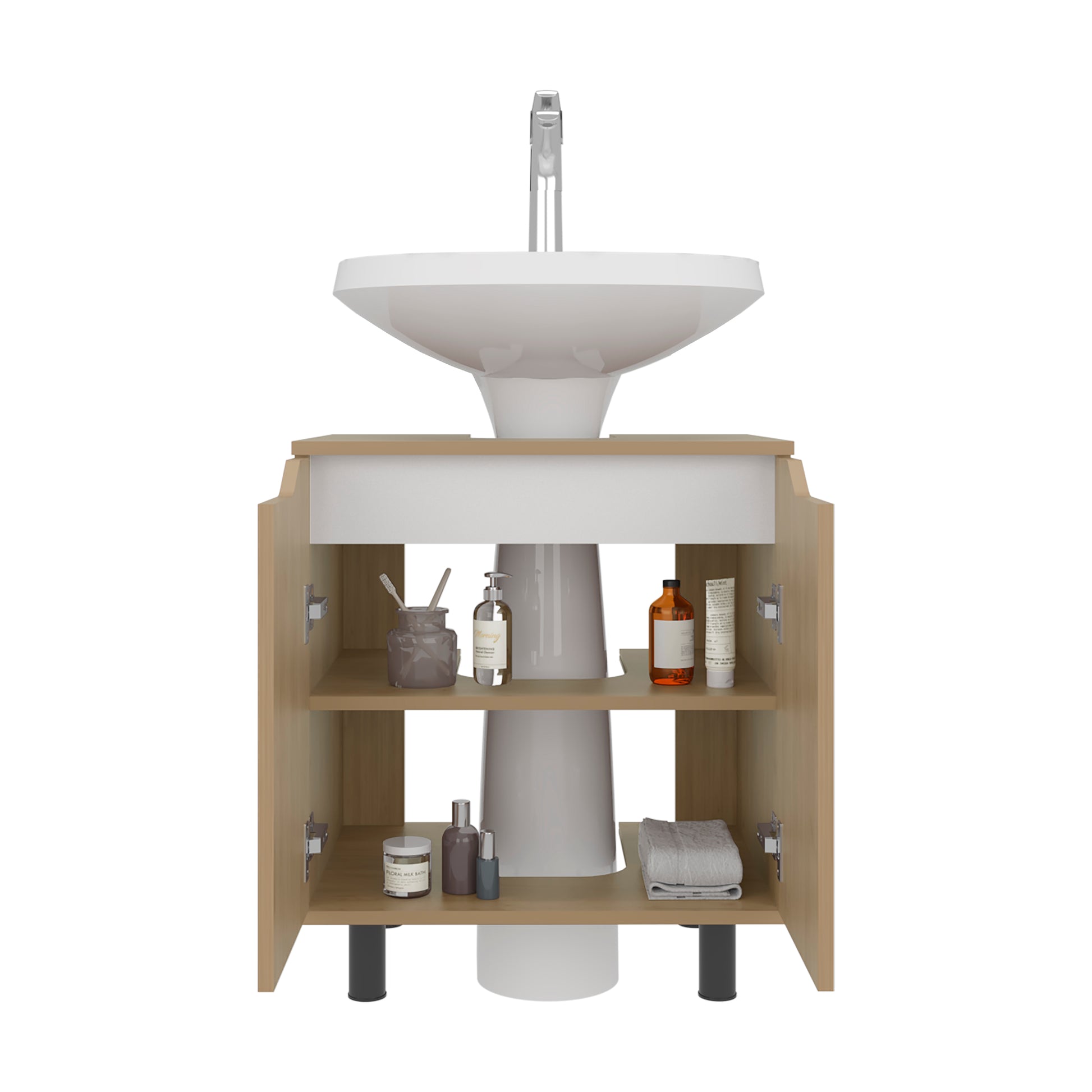 Modern Bathroom Vanity Cabinet in Natural Particle Board