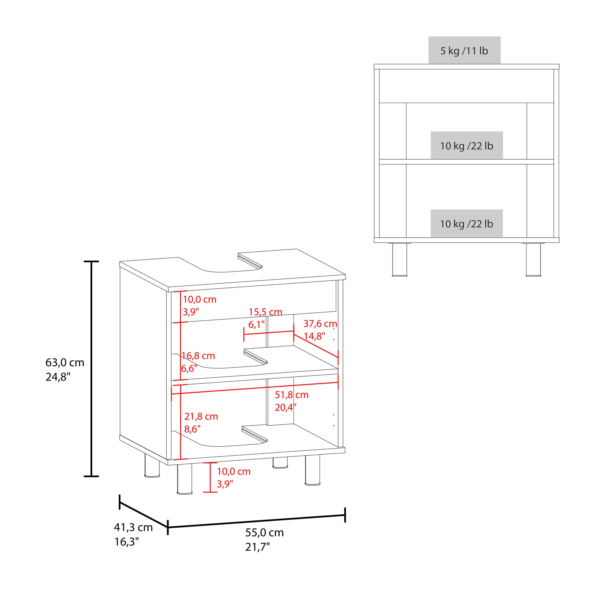 Modern Bathroom Vanity Cabinet in Natural Particle Board