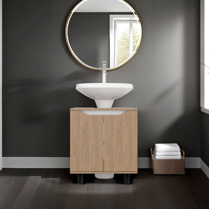 Modern Bathroom Vanity Cabinet in Natural Particle Board