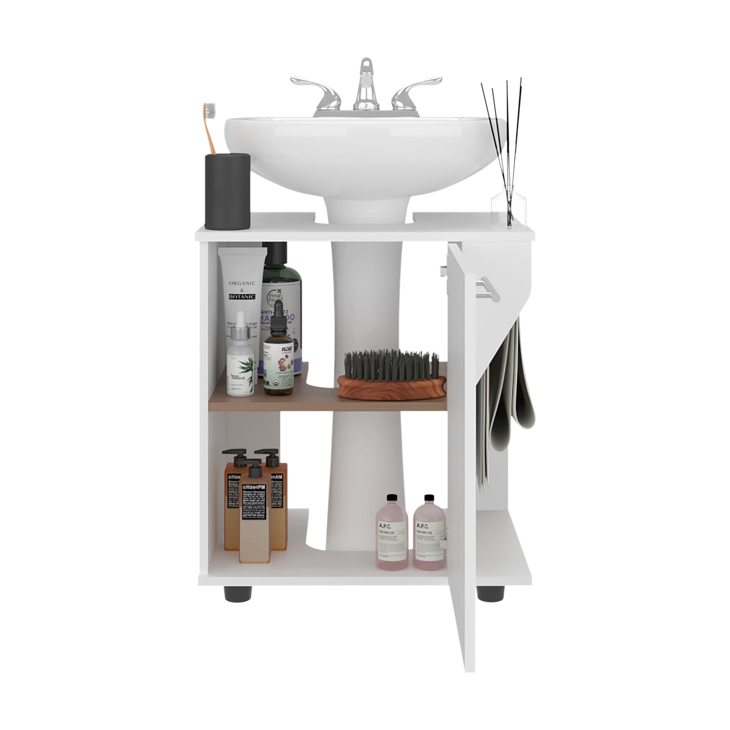 White Bathroom Vanity Cabinet - 24" Storage