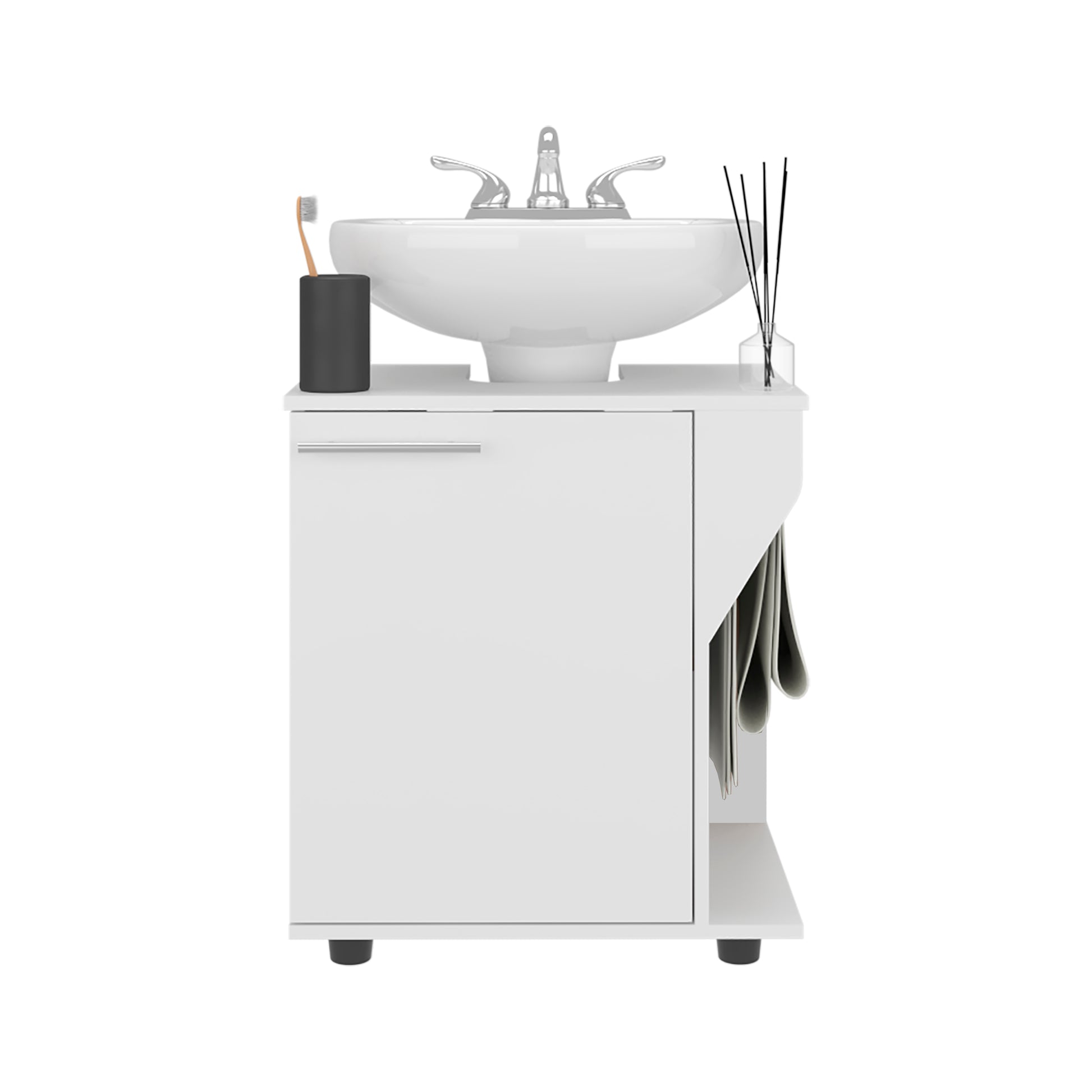 White Bathroom Vanity Cabinet - 24" Storage
