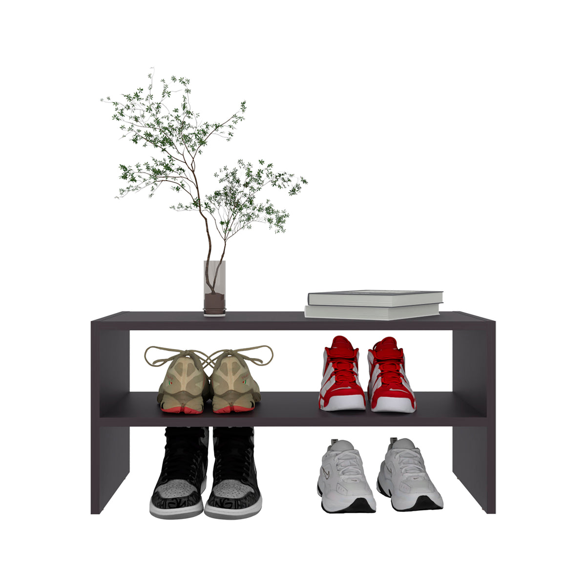 Wenge Shoe Rack - 2 Shelves, Compact Storage for Living Room