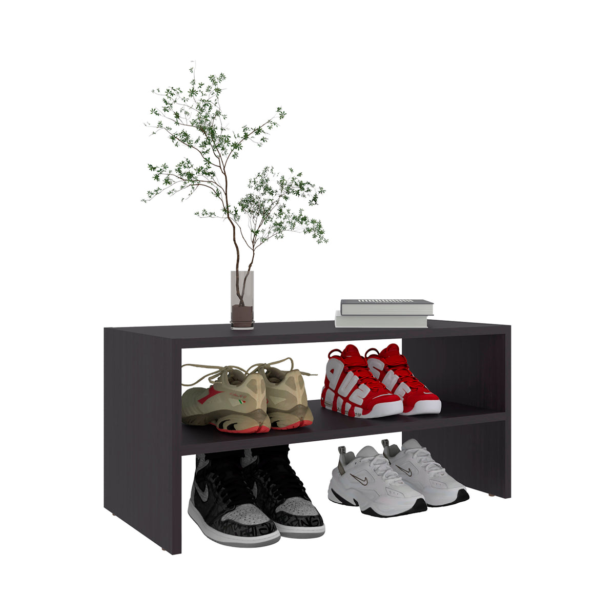 Wenge Shoe Rack - 2 Shelves, Compact Storage for Living Room
