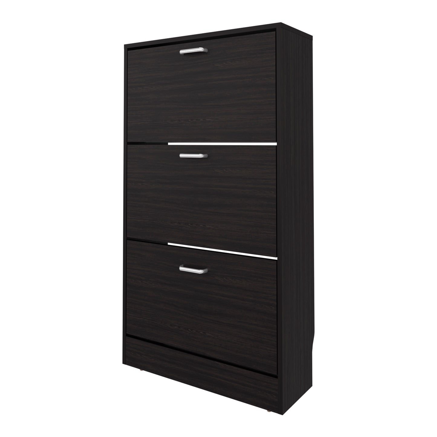 Wenge Shoe Storage Cabinet - 3 Flip-Down Compartments for Living Room