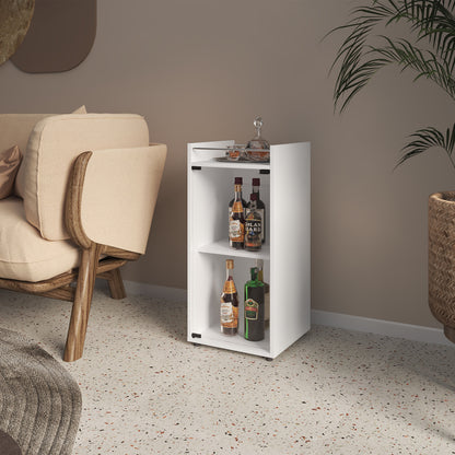 Glass Door Bar Cabinet with Shelves, White