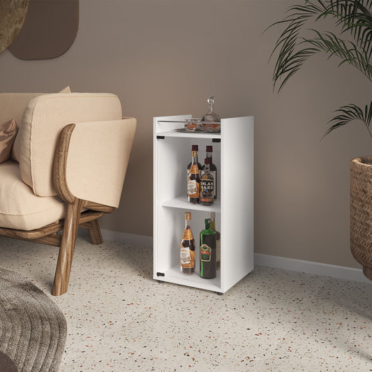 Glass Door Bar Cabinet with Shelves, White