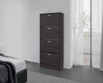 FM FURNITURE INOLA Vertical Shoe Cabinet with Doors for Home Organization, WENGUE