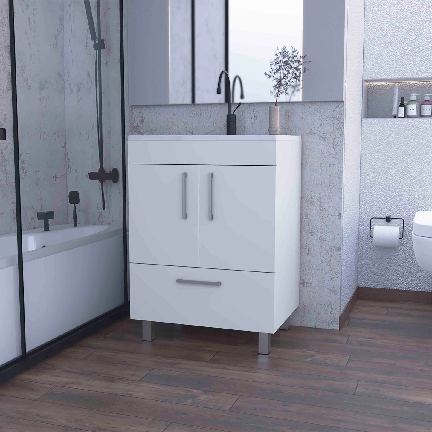 Othello Single Bathroom Vanity, Double Door Cabinet,One Drawer