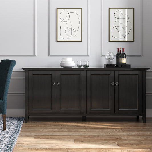 Amherst 66 inch Wide Solid Wood Transitional 4 Door Storage Cabinet in Hickory Brown
