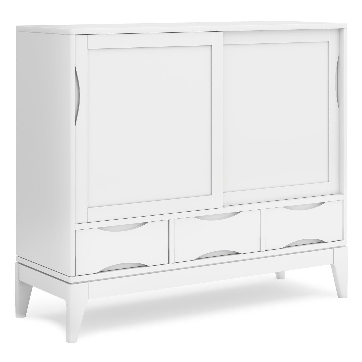 Harper 48 inch Wide Solid Hardwood Mid-Century Modern Medium Storage Cabinet in White