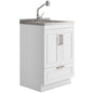 Cardinal - 24" Laundry Cabinet with Faucet and Stainless Steel Sink - White
