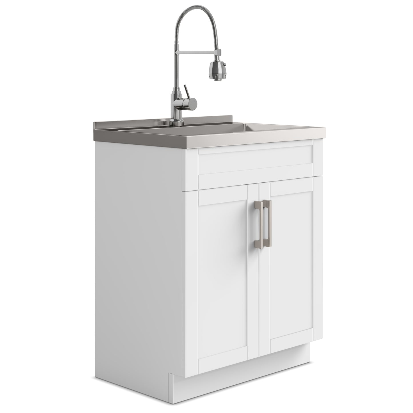 Hennessy - Deluxe 28" Laundry Cabinet with Faucet and Stainless Steel Sink - White