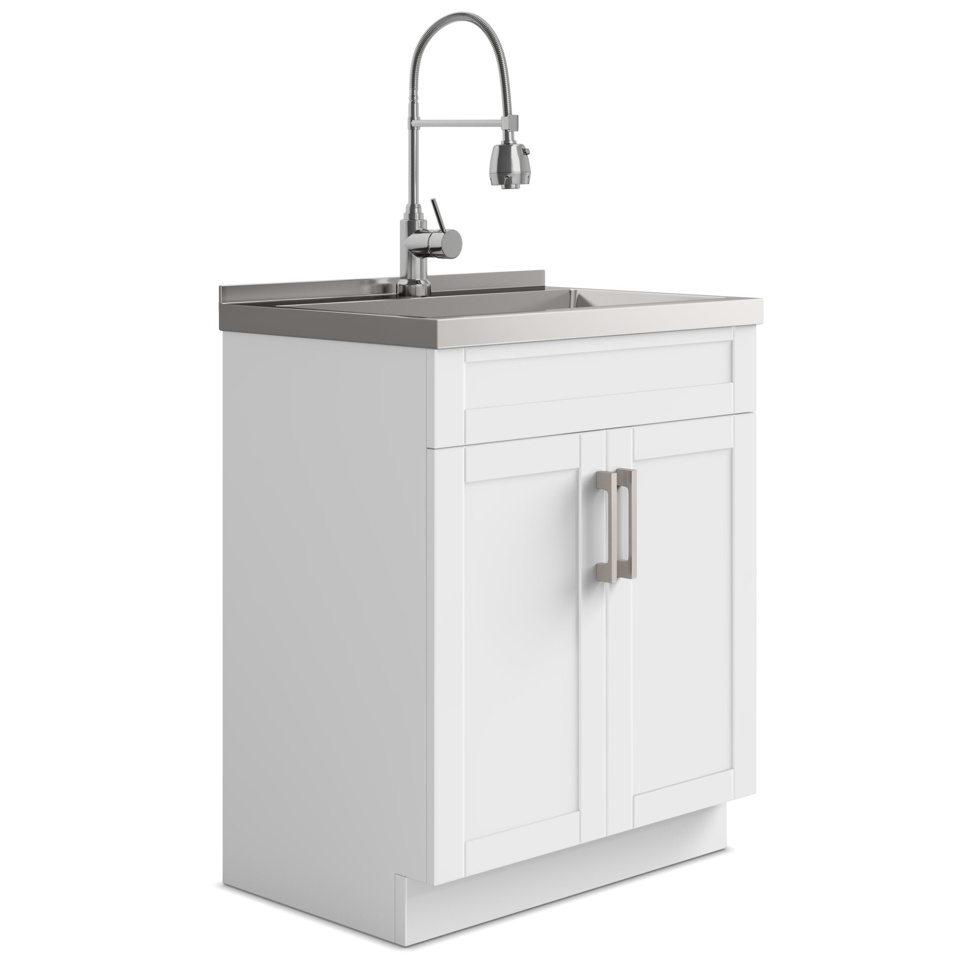 Hennessy - Deluxe 28" Laundry Cabinet with Faucet and Stainless Steel Sink - White
