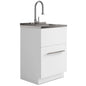 Metro - 24" Laundry Cabinet with Faucet and Stainless Steel Sink - White