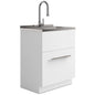 Metro - 28" Laundry Cabinet with Faucet and Stainless Steel Sink - White