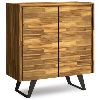 Lowry 39 inch Wide Solid Acacia Wood Medium Storage Cabinet in Distressed Golden Wheat