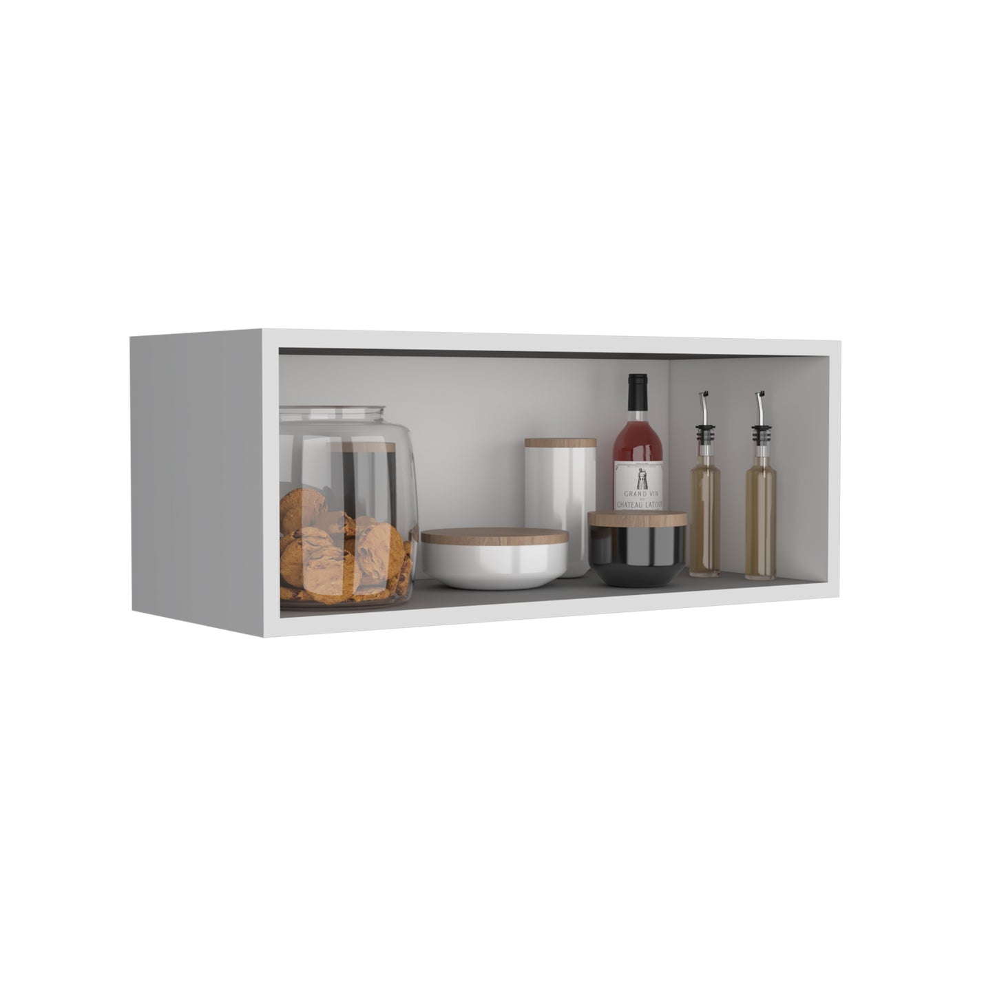 30" White Open Wall Cabinet - Storage Shelf for Living Room