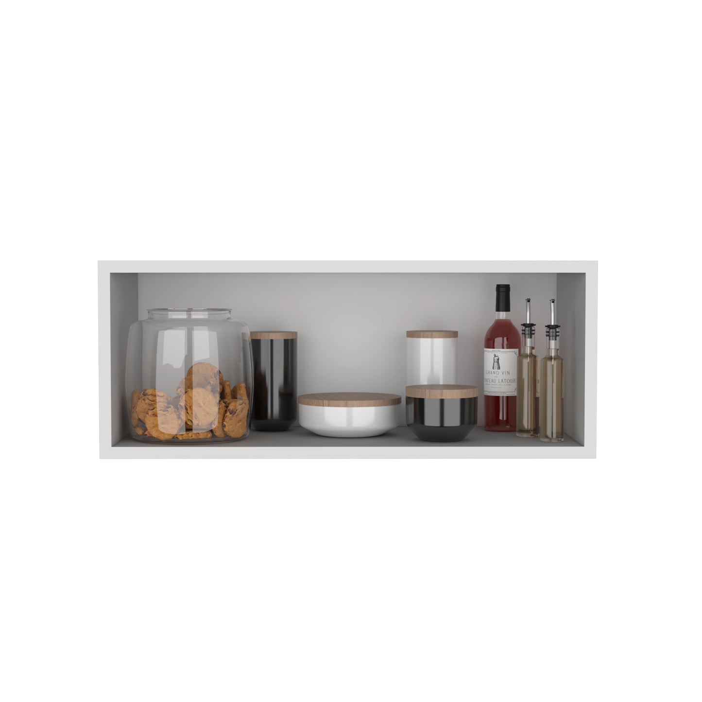 30" White Open Wall Cabinet - Storage Shelf for Living Room