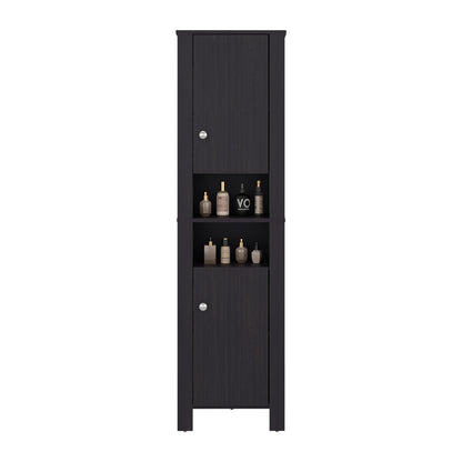 Black Bathroom Cabinet with Storage - 10.9"W x 17.4"D x 63.3"H for Living Room
