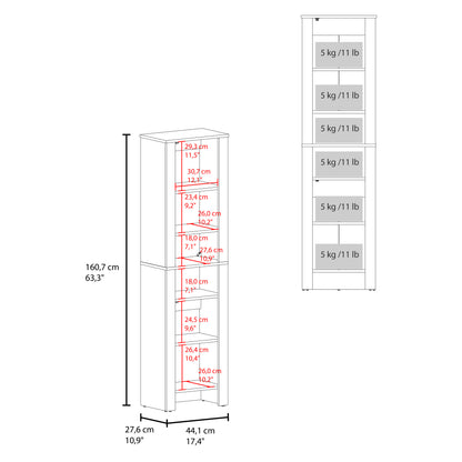 Black Bathroom Cabinet with Storage - 10.9"W x 17.4"D x 63.3"H for Living Room