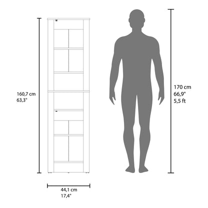 Black Bathroom Cabinet with Storage - 10.9"W x 17.4"D x 63.3"H for Living Room