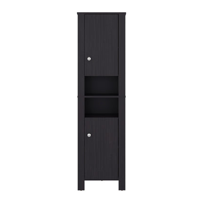 Black Bathroom Cabinet with Storage - 10.9"W x 17.4"D x 63.3"H for Living Room