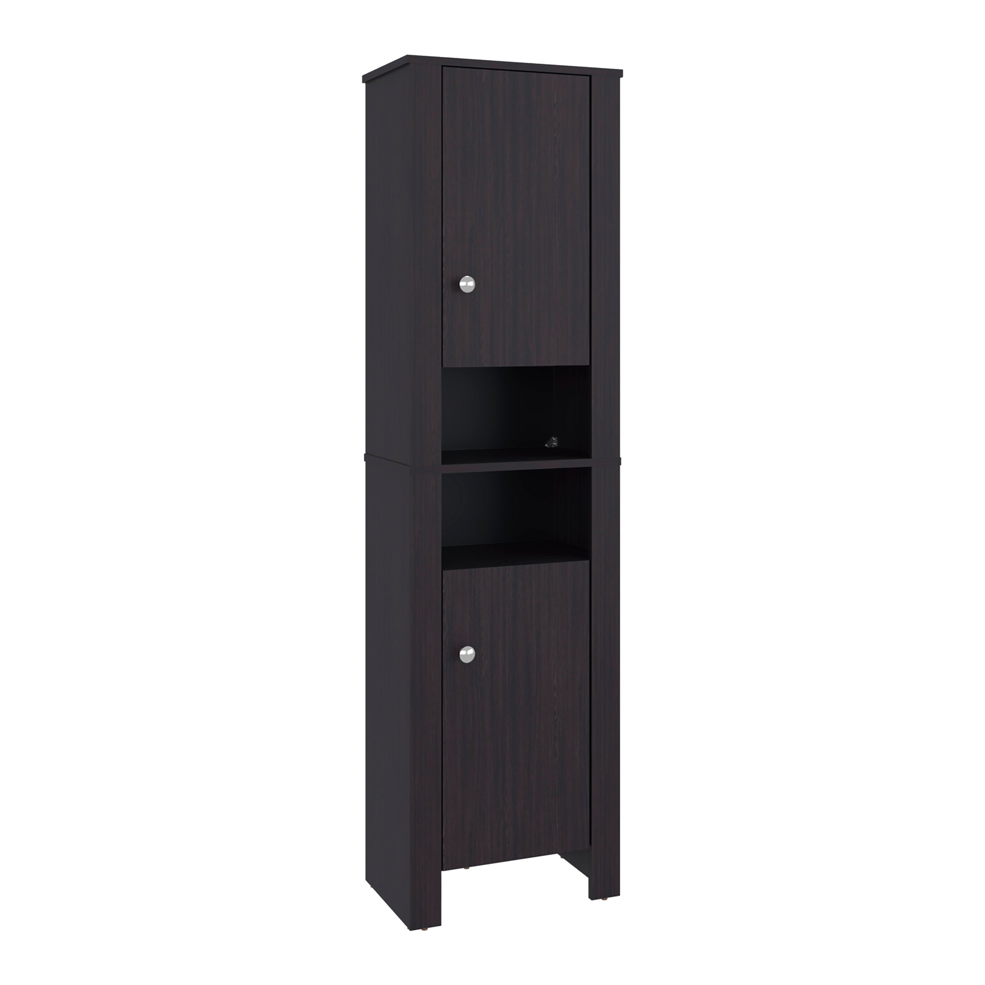 Black Bathroom Cabinet with Storage - 10.9"W x 17.4"D x 63.3"H for Living Room