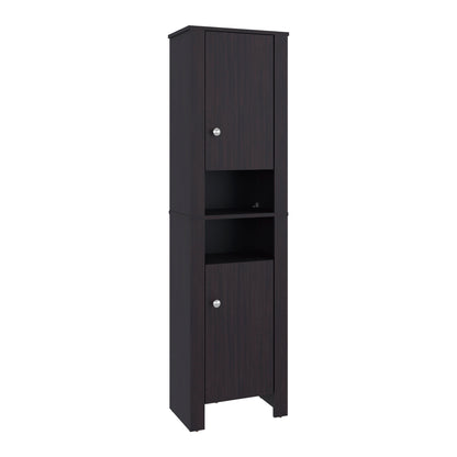 Black Bathroom Cabinet with Storage - 10.9"W x 17.4"D x 63.3"H for Living Room