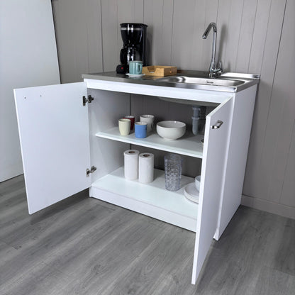 White Freestanding Kitchen Cabinet with Shelves - 39.3" x 20.5"