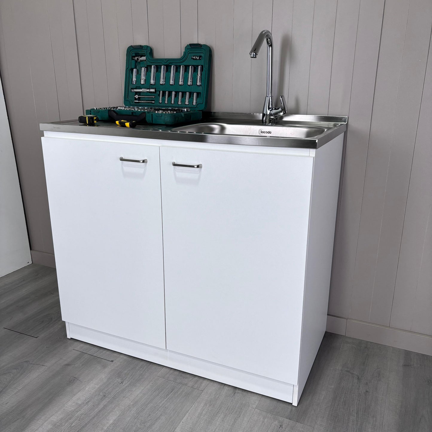 White Freestanding Kitchen Cabinet with Shelves - 39.3" x 20.5"