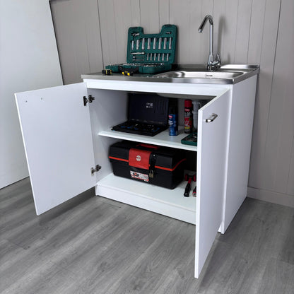 White Freestanding Kitchen Cabinet with Shelves - 39.3" x 20.5"