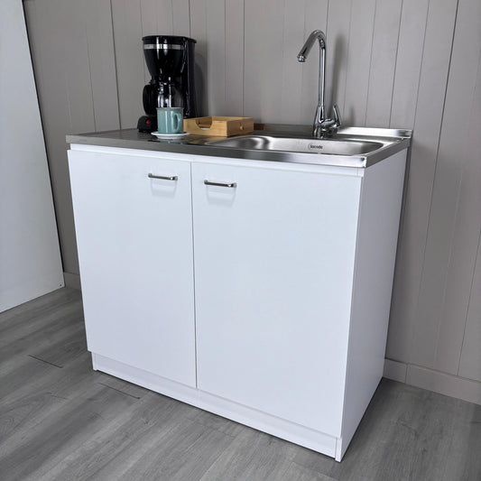 Napoles Utility Sink With Cabinet, Double Door, One Shelf -White